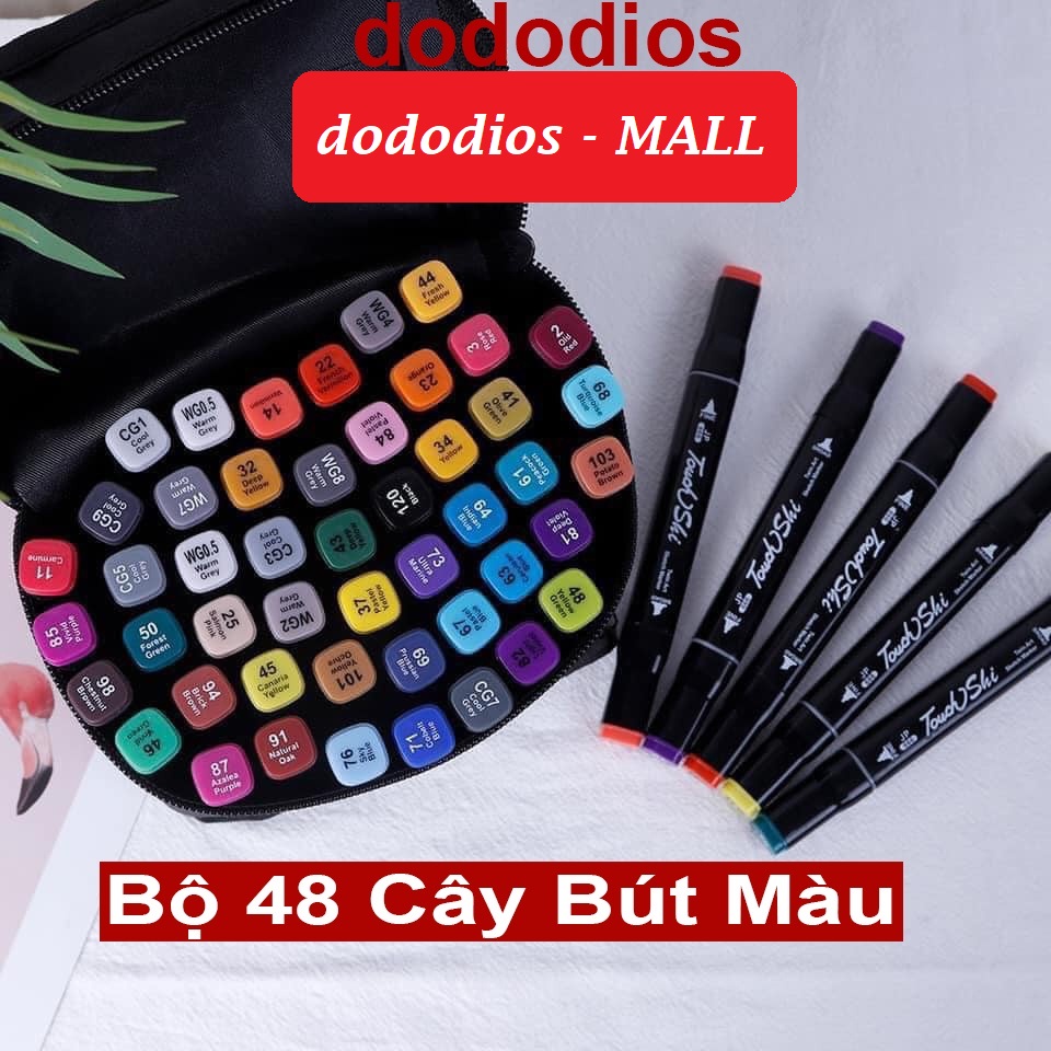 Bút Màu Marker Chuyên Nghiệp Dododios - Kèm Túi Vải, Bộ 48 Bút Màu Dạ Maker  Touch 2 Đầu Họa Cụ Để Vẽ Tranh, Tô Màu, Vẽ Anime, Highlight, Take Note -