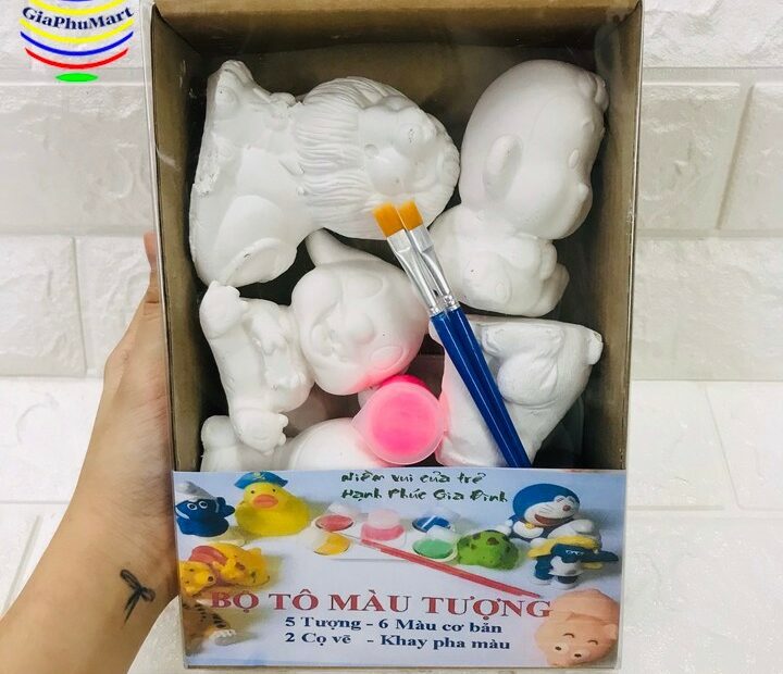 Bộ Tô Tượng Màu Cho Bé - Tượng Tô Màu Kèm Màu Nước, Cọ, Khay Pha Màu |  Shopee Việt Nam