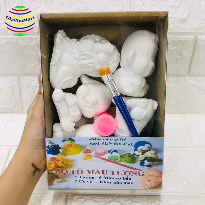 Bộ Tô Tượng Màu Cho Bé - Tượng Tô Màu Kèm Màu Nước, Cọ, Khay Pha Màu |  Shopee Việt Nam