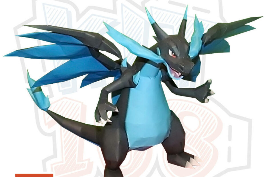 Mô Hình Giấy Pokémon Mega Charizard X - Kit168 Shop Mô Hình Giấy