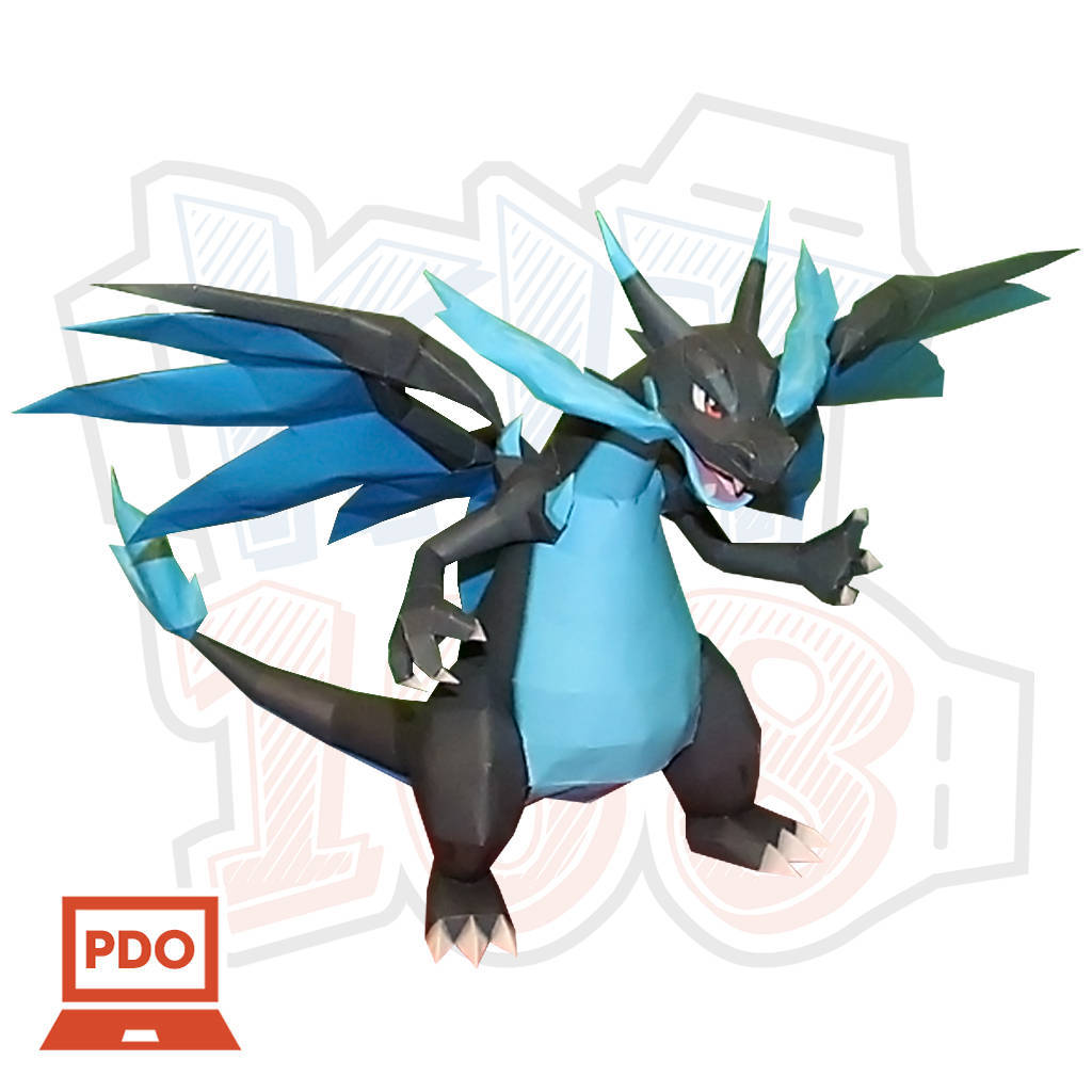 Mô Hình Giấy Pokémon Mega Charizard X - Kit168 Shop Mô Hình Giấy