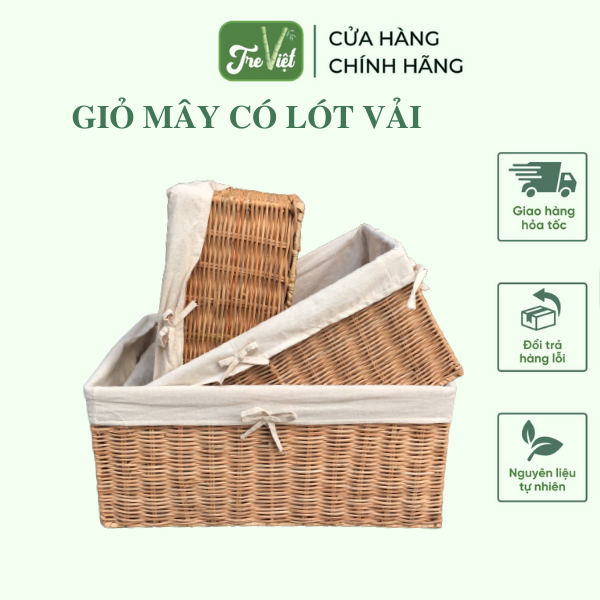 Giỏ Mây Đa Năng Đựng Đồ Có Lót - Rattan Basket