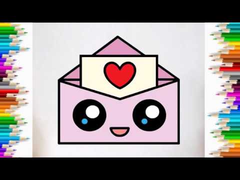 Cùng Bé Tập Vẽ Và Tô Màu Lá Thư Hình Trái Tim Dể Thương | How To Draw A  Cute Love Envelope - Youtube