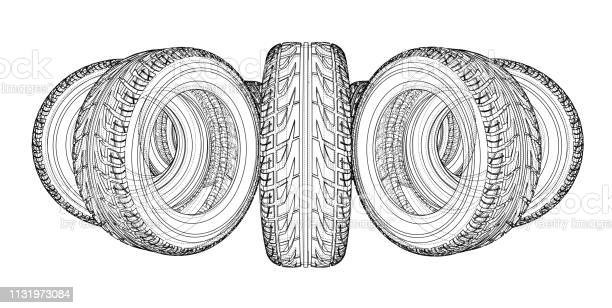 Khái Niệm Lốp Xe Ô Tô Kết Xuất Vector Của 3D Hình Minh Họa Sẵn Có - Tải  Xuống Hình Ảnh Ngay Bây Giờ - Bánh Xe, Chồng - Sắp Xếp, Cắt Ra - Istock