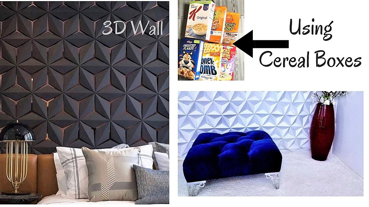 Diy 3D Wall Decor With Cereal Boxes! Inexpensive Room Decorating Ideas 2019  - Youtube