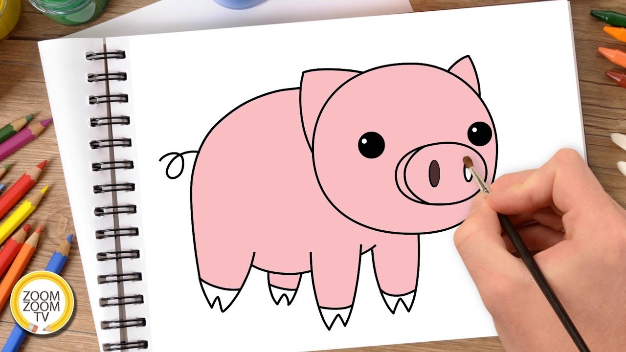 Hướng Dẫn Cách Vẽ Con Heo (Lợn) - Tô Màu Con Heo (Lợn) - How To Draw A Pig - Youtube