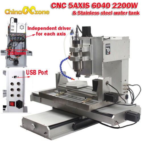 6040 5 Axis 2200W Cnc Router Machine Carving Drilling Milling Engraver  Aluninum | Ebay