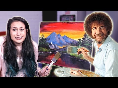 IK PROBEER EEN BOB ROSS SCHILDERIJ TUTORIAL TE VOLGEN! || Fan Friday