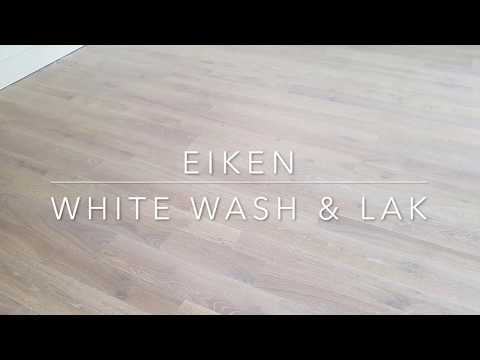 Eiken vloer afwerken met, white wash olie  & aflakken met matte parketlak