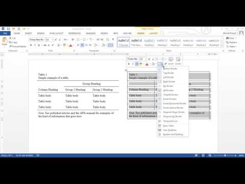 APA Tables in Word