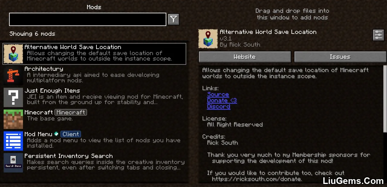 Alternative World Save Location Mod Screenshots 1 Alternative World Save Location Mod Screenshots 1