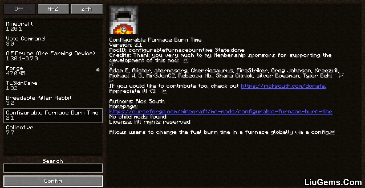 Configurable Furnace Burn Time Mod Screenshot 01 Configurable Furnace Burn Time Mod Screenshot 01