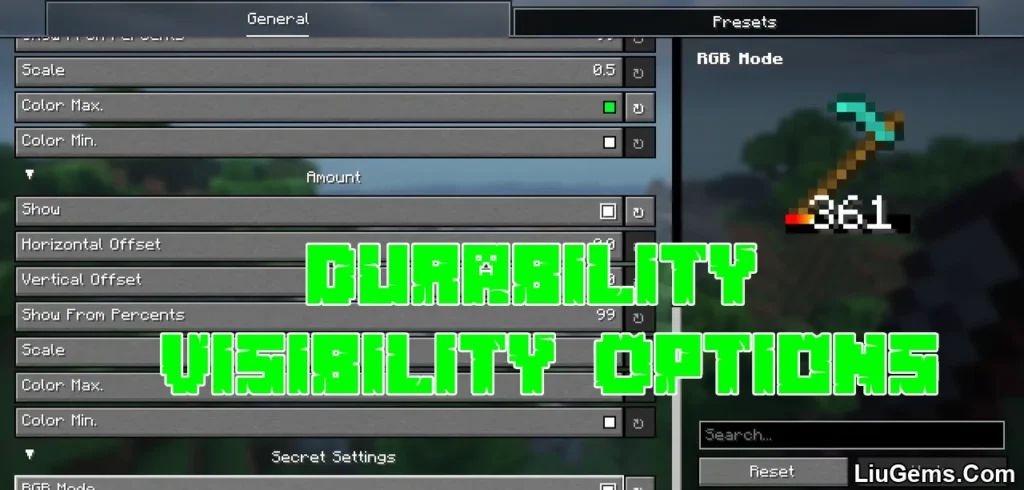 Durability Visibility Options Mod
