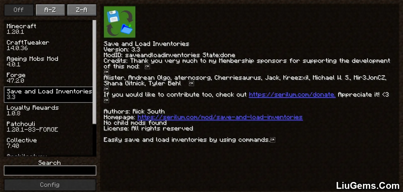 Save And Load Inventories Mod Screenshots 1 Save And Load Inventories Mod Screenshots 1