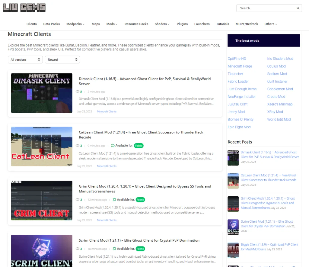 minecraft clients download